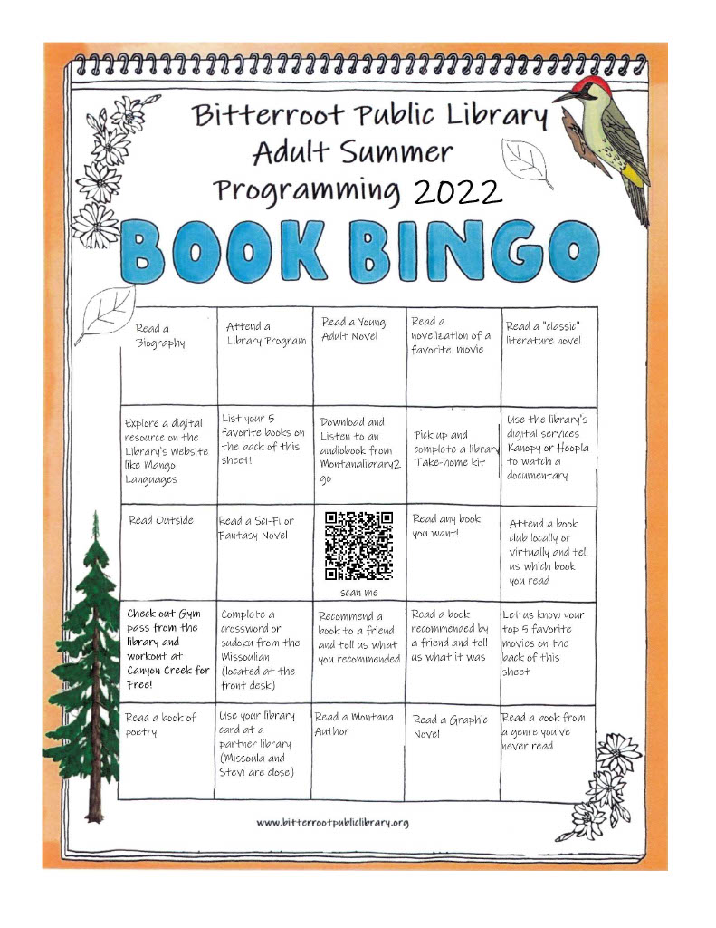 bingo card with reading choices