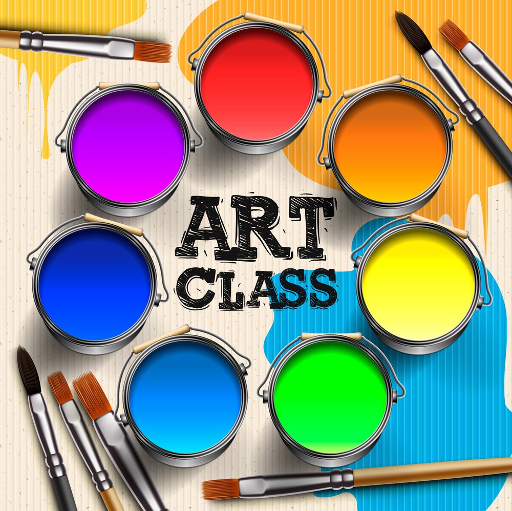 art class with paints