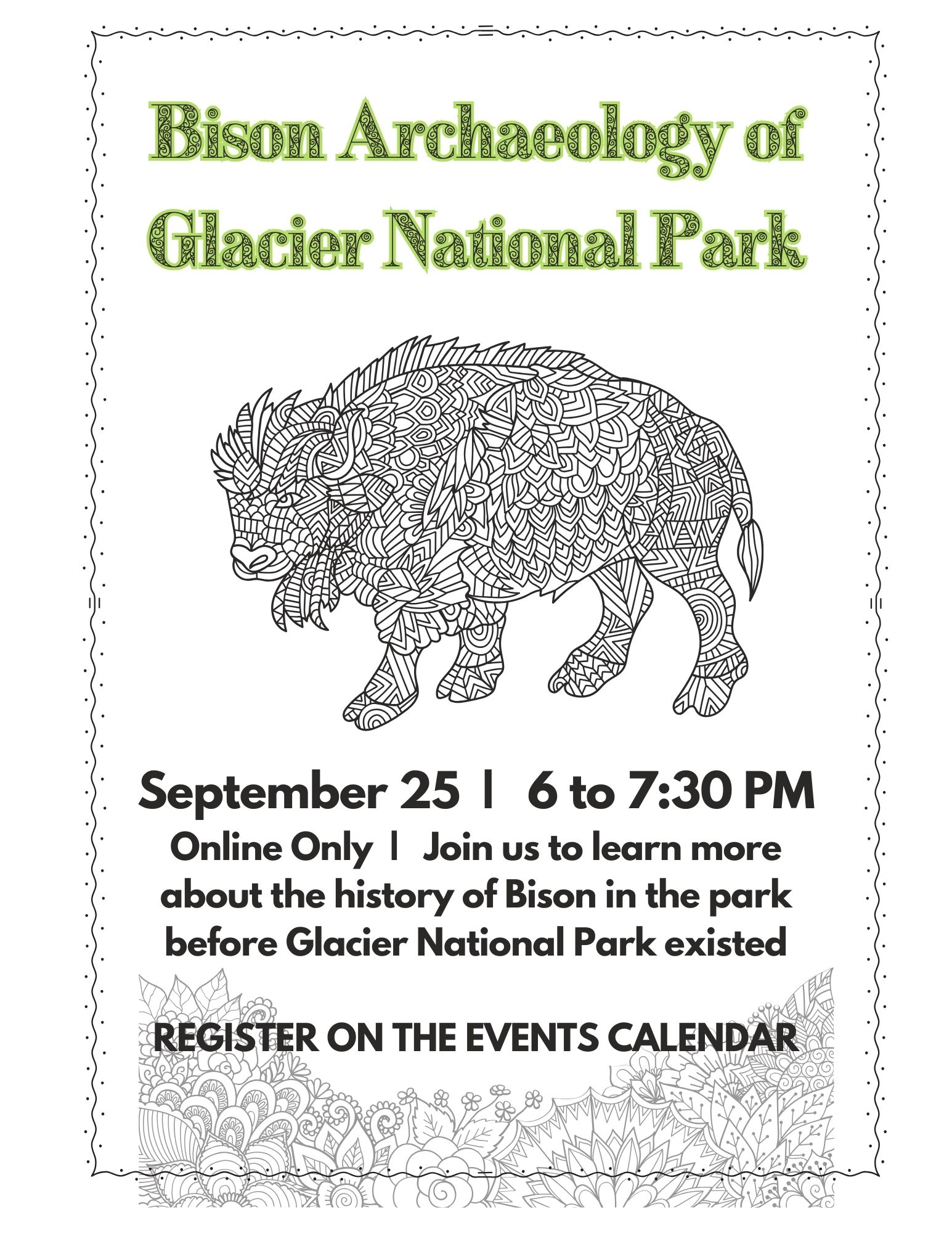 flyer announcing program with a cartoon bison