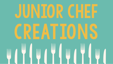 "Junior Chef Creations" sign in light green with yellow lettering