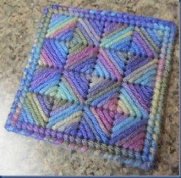 cross stitched coaster