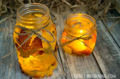 leaf mason jar candle