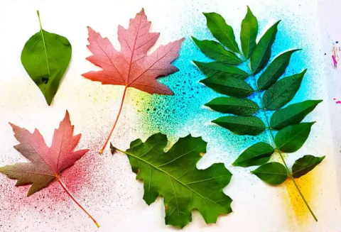 spray paint over leaves