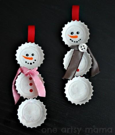 bottle cap snowmen