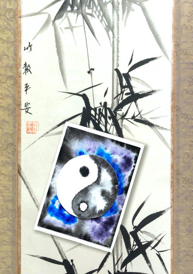 hanging photo of a ying yang