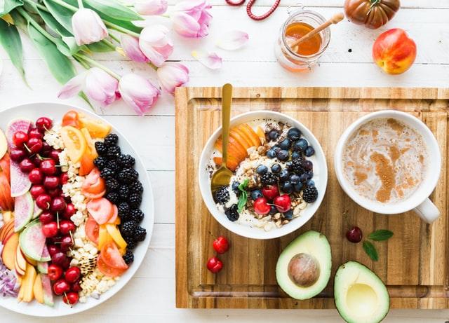 dishes of fruit mixes on a counter