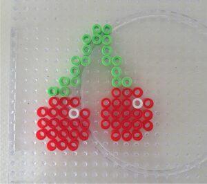 fruit perler beads of two cherries on a stem