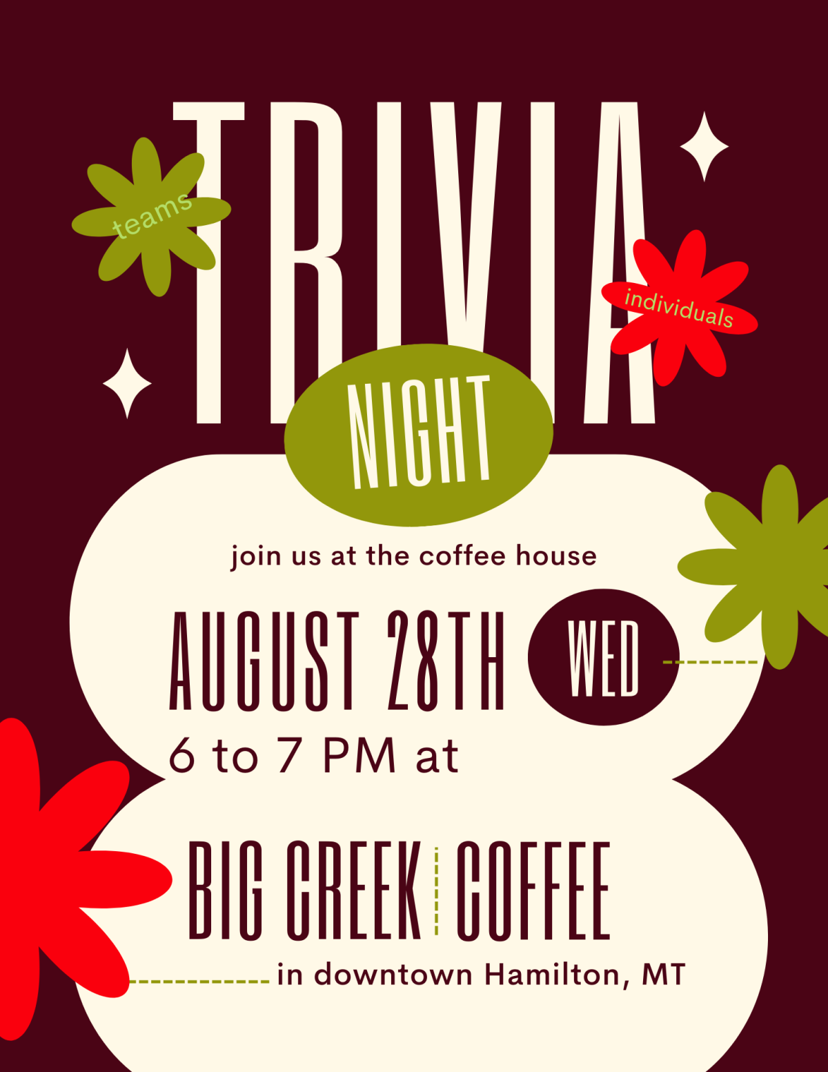 trivia night flyer with dates